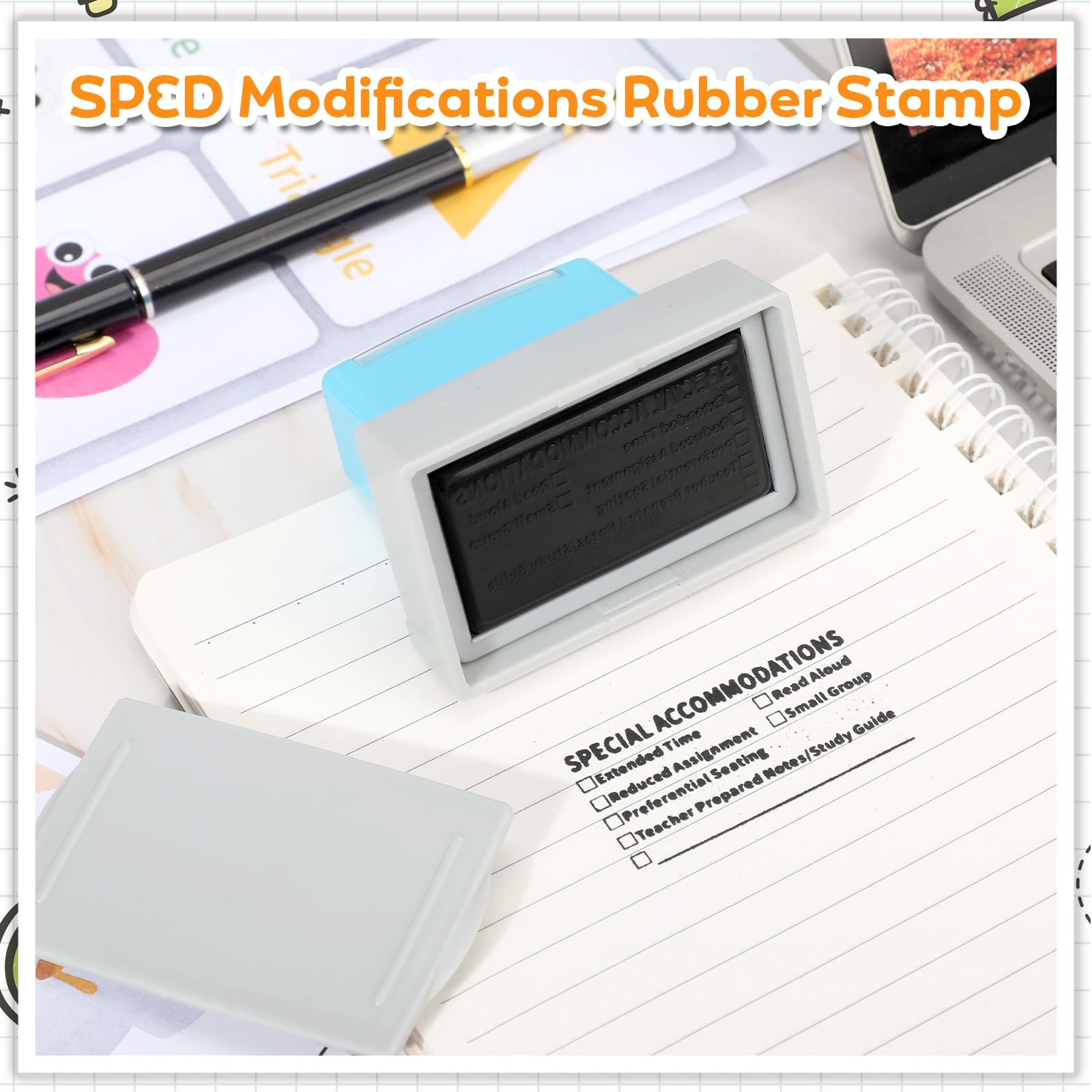 2 Pcs Special Accommodations Self Inking Stamp for Teachers SPED Modification...