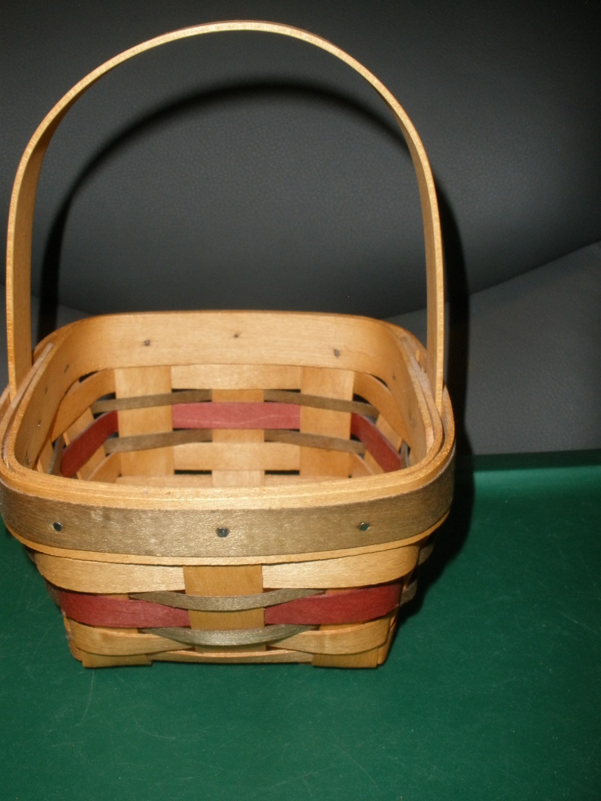 1997 Delaware Heritage Woven Basket 5"x5"x3" Plus Stationary Handle (YS10)