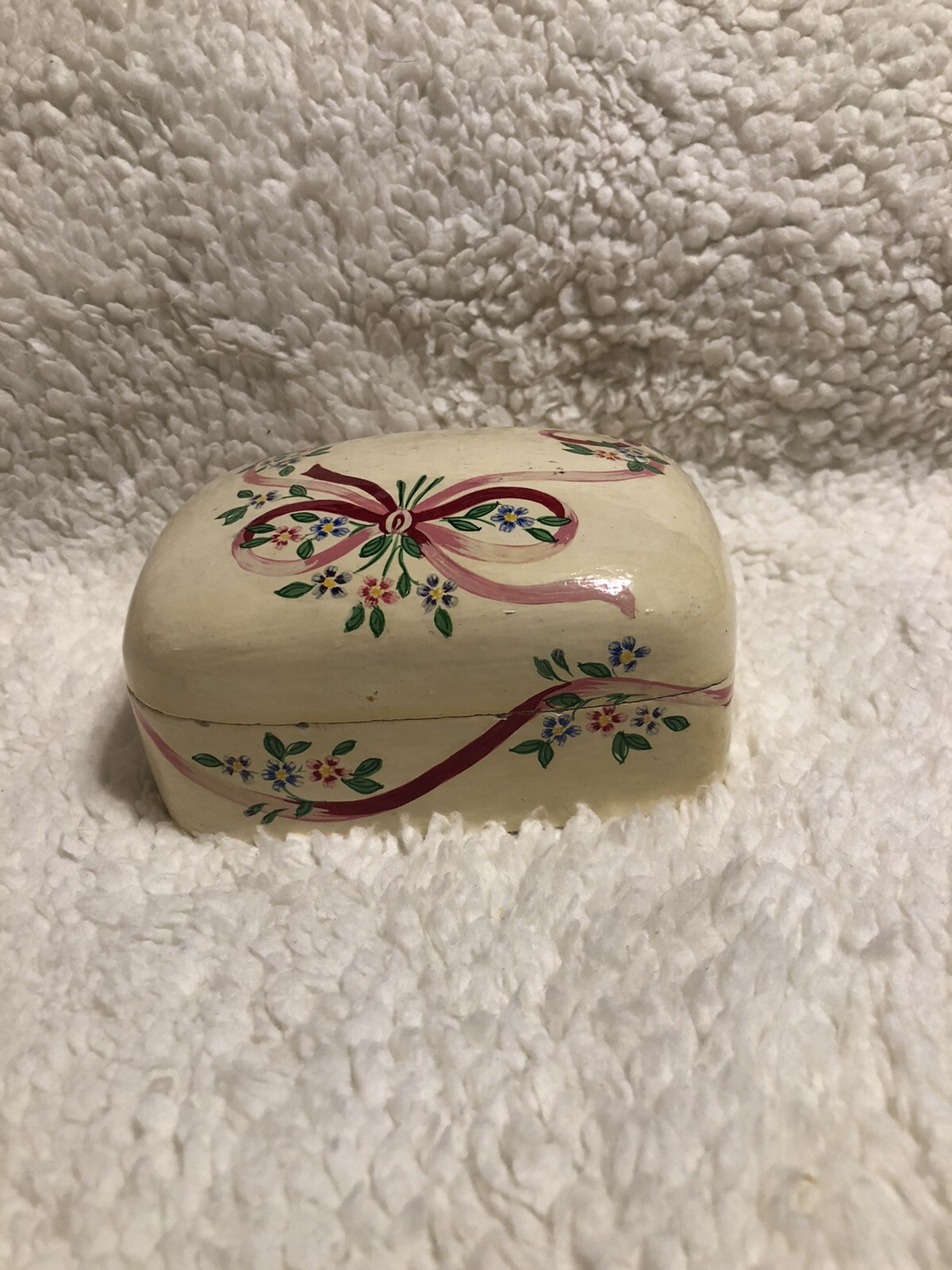 Handpainted Trinket Box, Balsam Wood (?)