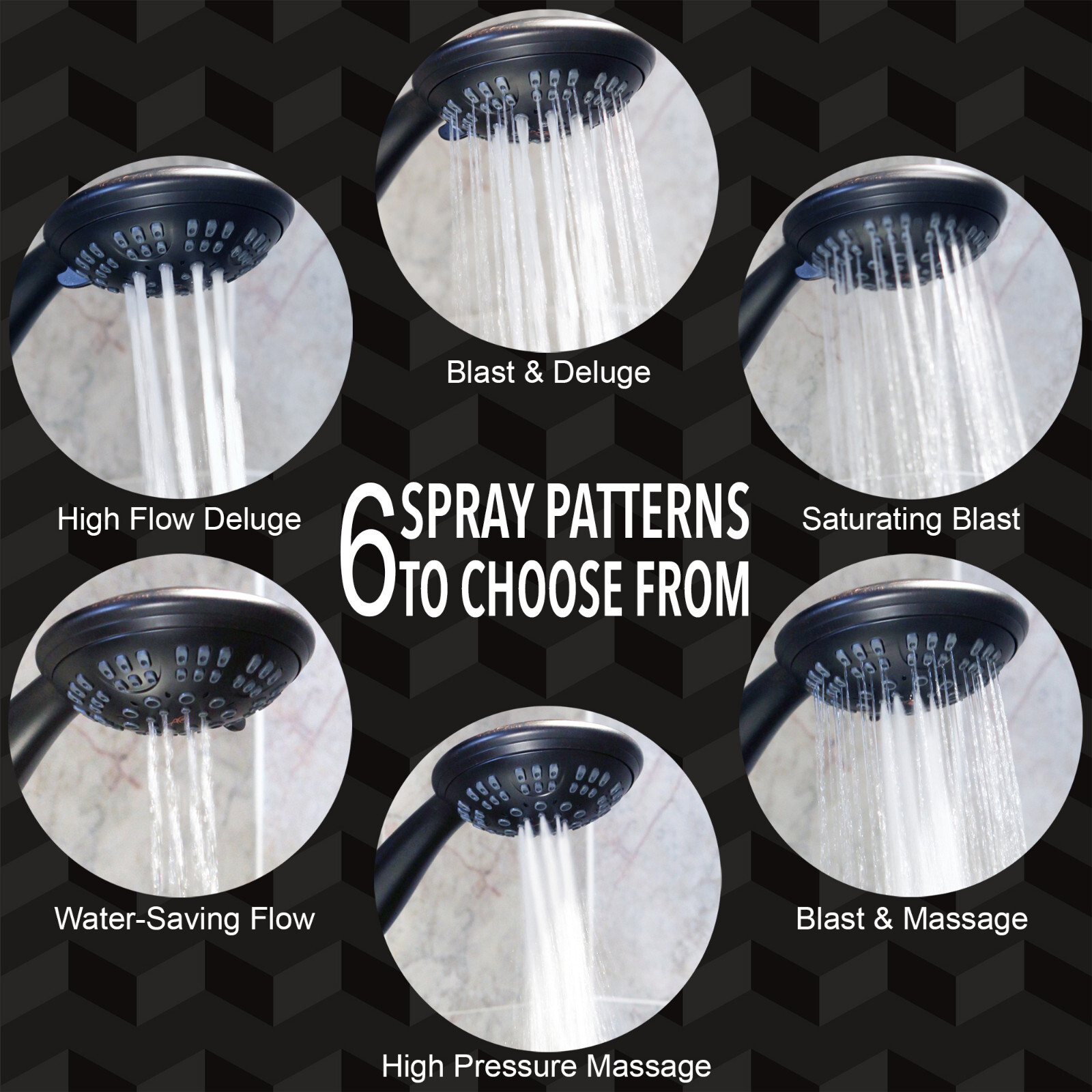 6 Function Handheld Shower Head Kit (Aqua Elegante) - Oil-Rubbed Bronze- 2.5 GPM