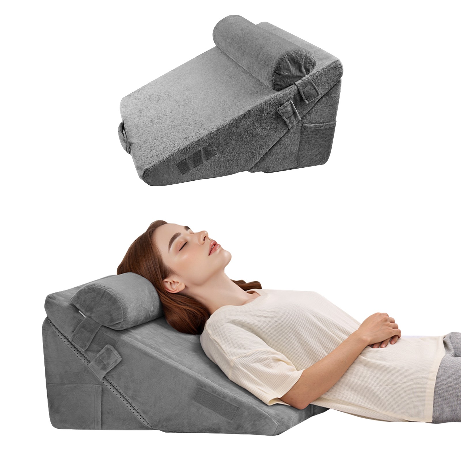 Orthopedic Bed Wedge Pillow 3 Pcs Adjustable for Back Leg Neck GERD Sleep
