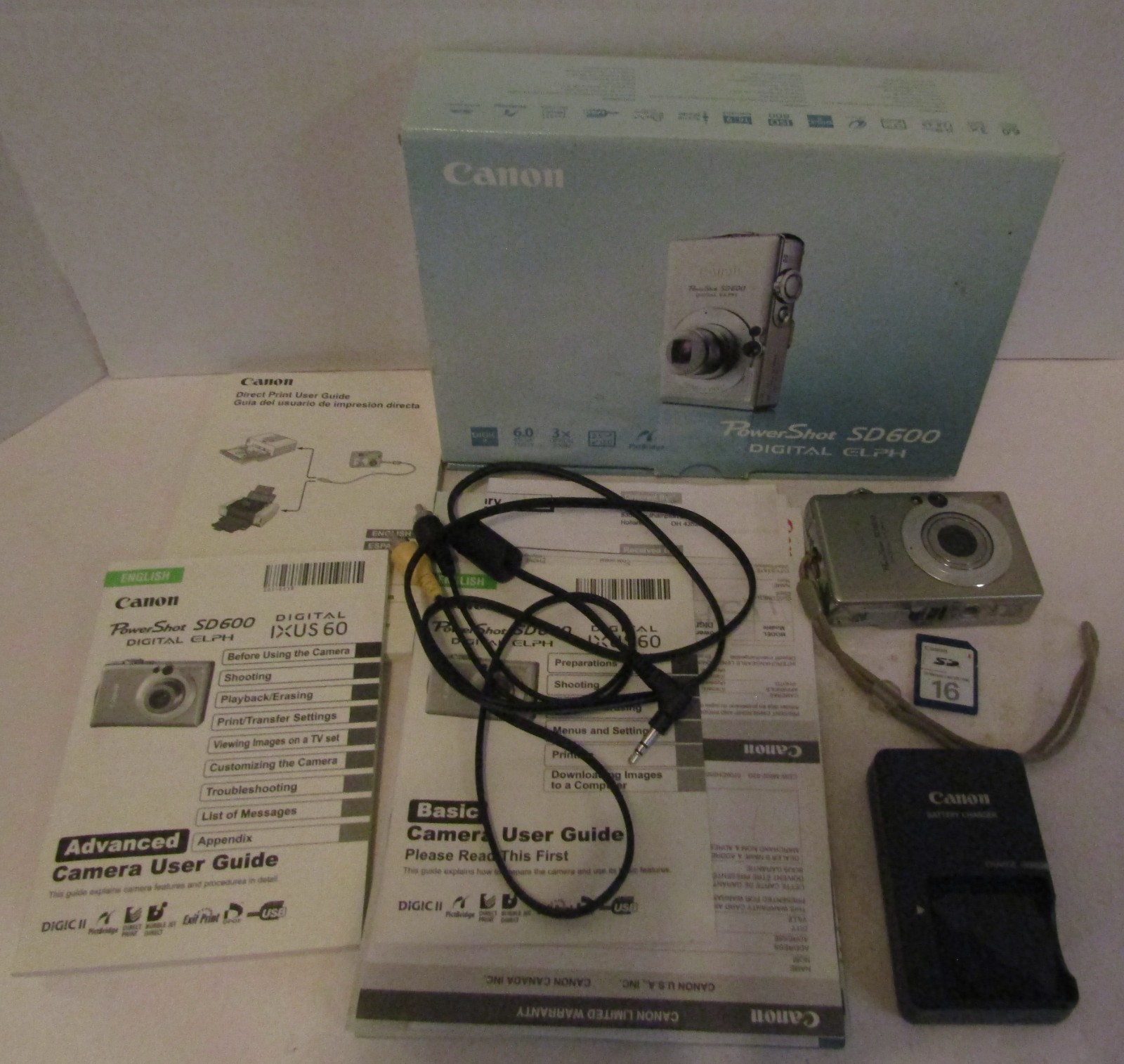 Canon PowerShot SD600 Digital ELPH 6MP Camera in Box , SD Card Tested Works