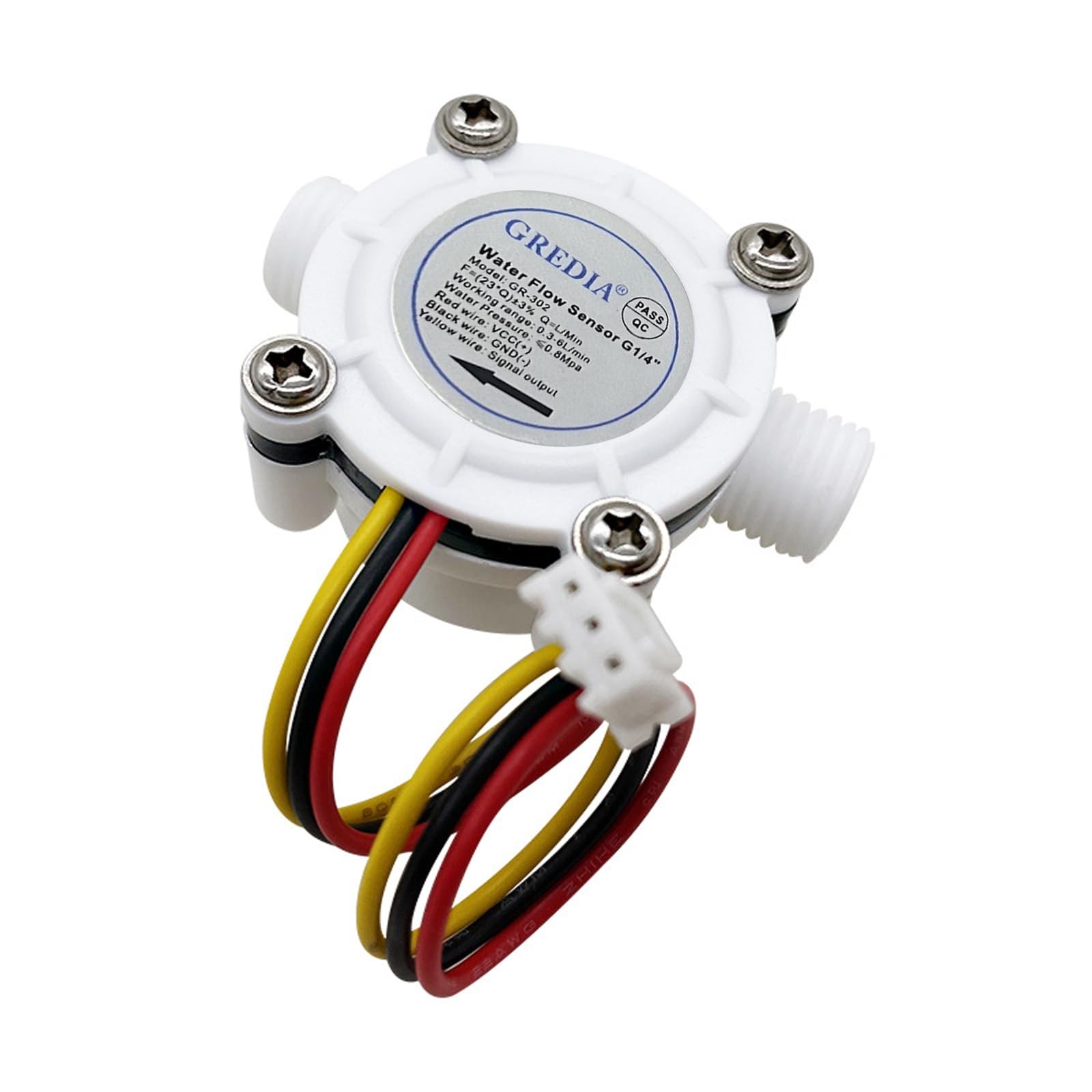 GREDIA 1/4" Water Flow Sensor Food-Grade Switch Hall Effect Flowmeter Fluid M...