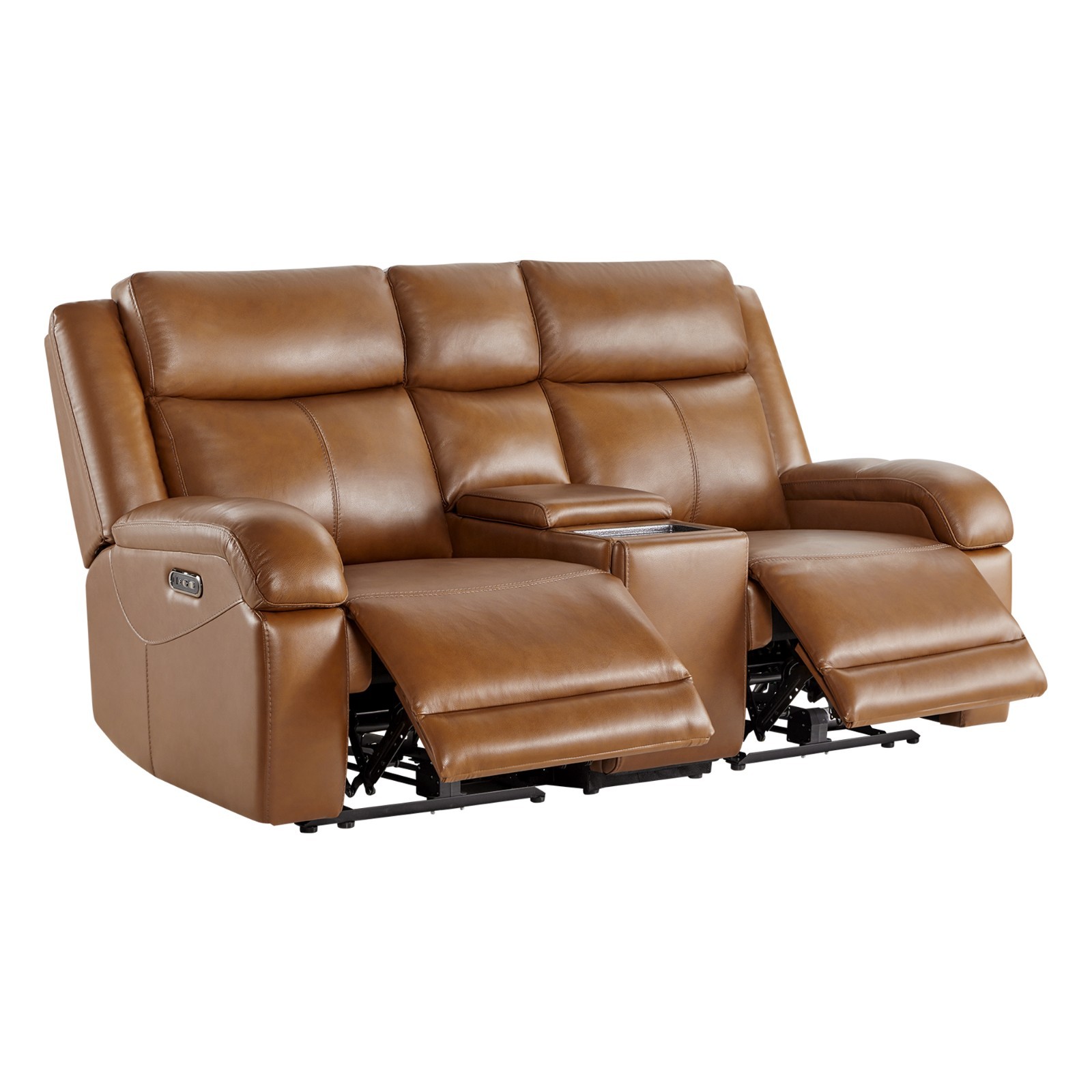 CHITA Genuine Leather Recliner Sofa Wall Hugger Reclining Sofa w/Storage Console