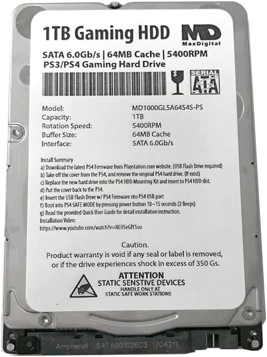 1TB 2.5inch 7MM Gaming Hard Drive for PS3/PS4 - 64MB Cache**