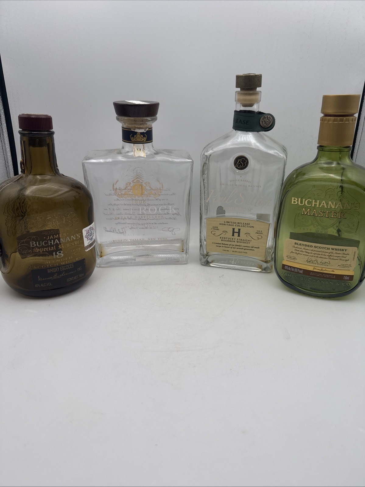 Lot Of 4 Empty Whiskey Bottles Arts Crafts Collectors