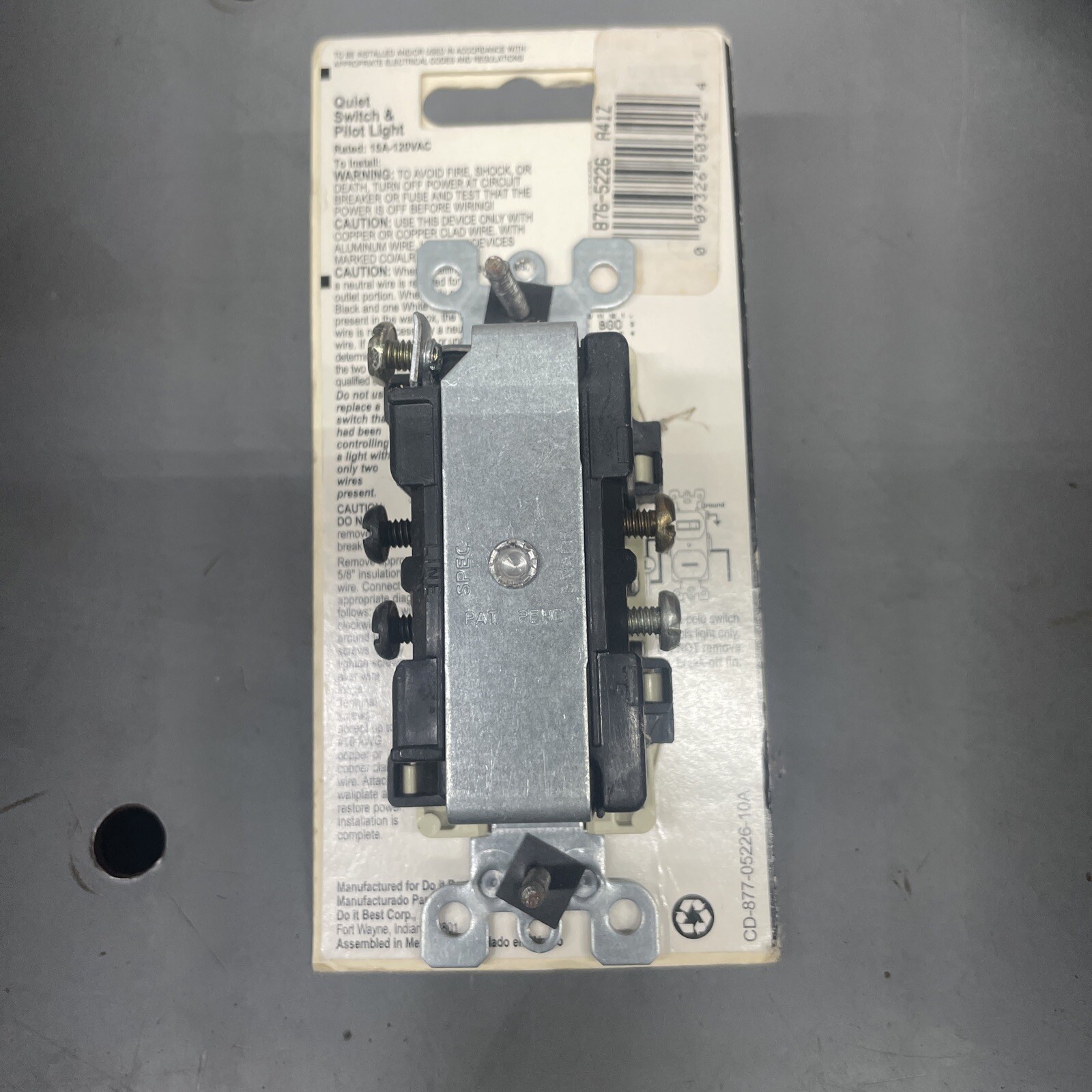 Do It Best Ivory Single Pole Toggle Light Switch w/ Large Pilot Light 520216