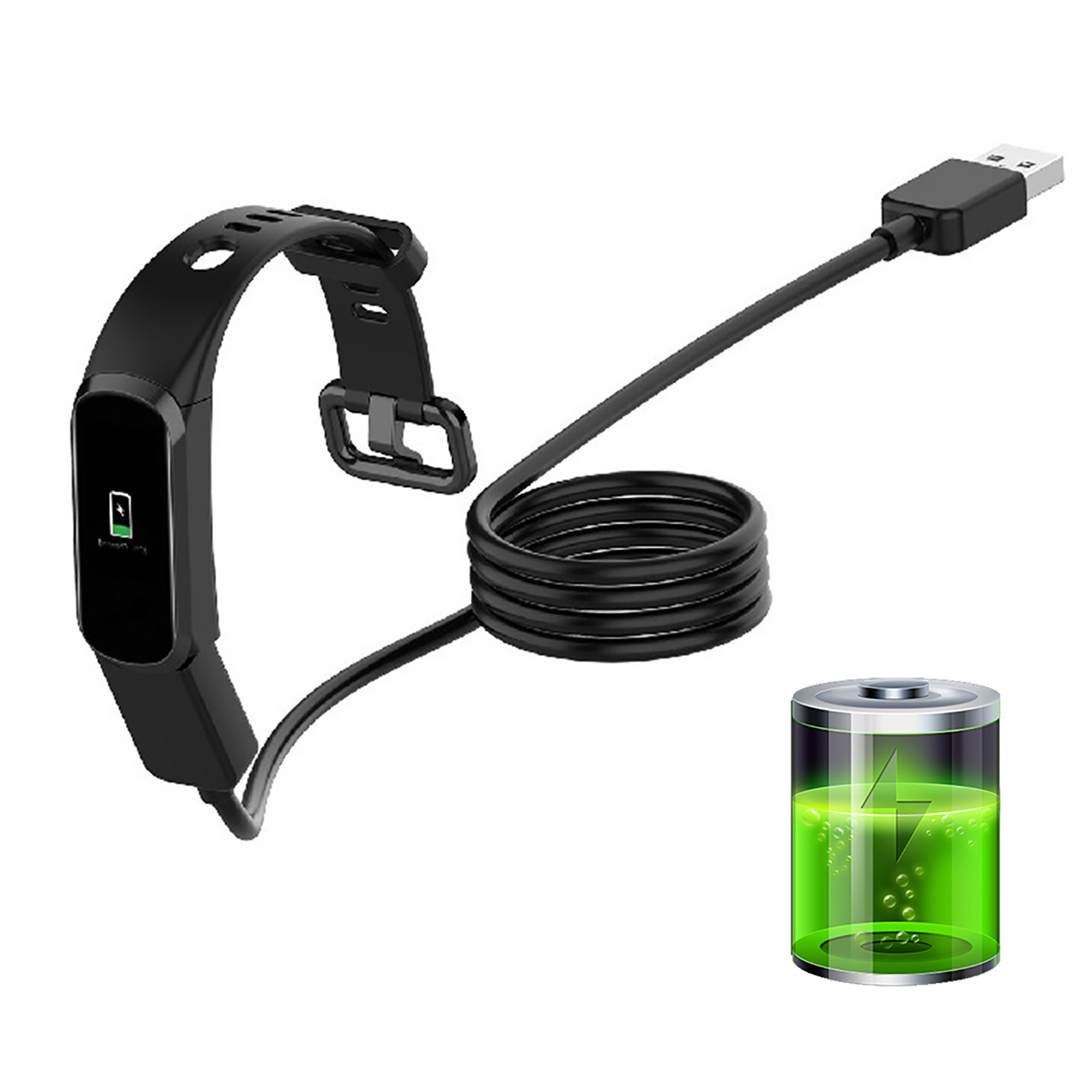 5i Rubber TPE Soft Wire Black Lightweight Smart Bracelet USB Charging Cable Fit