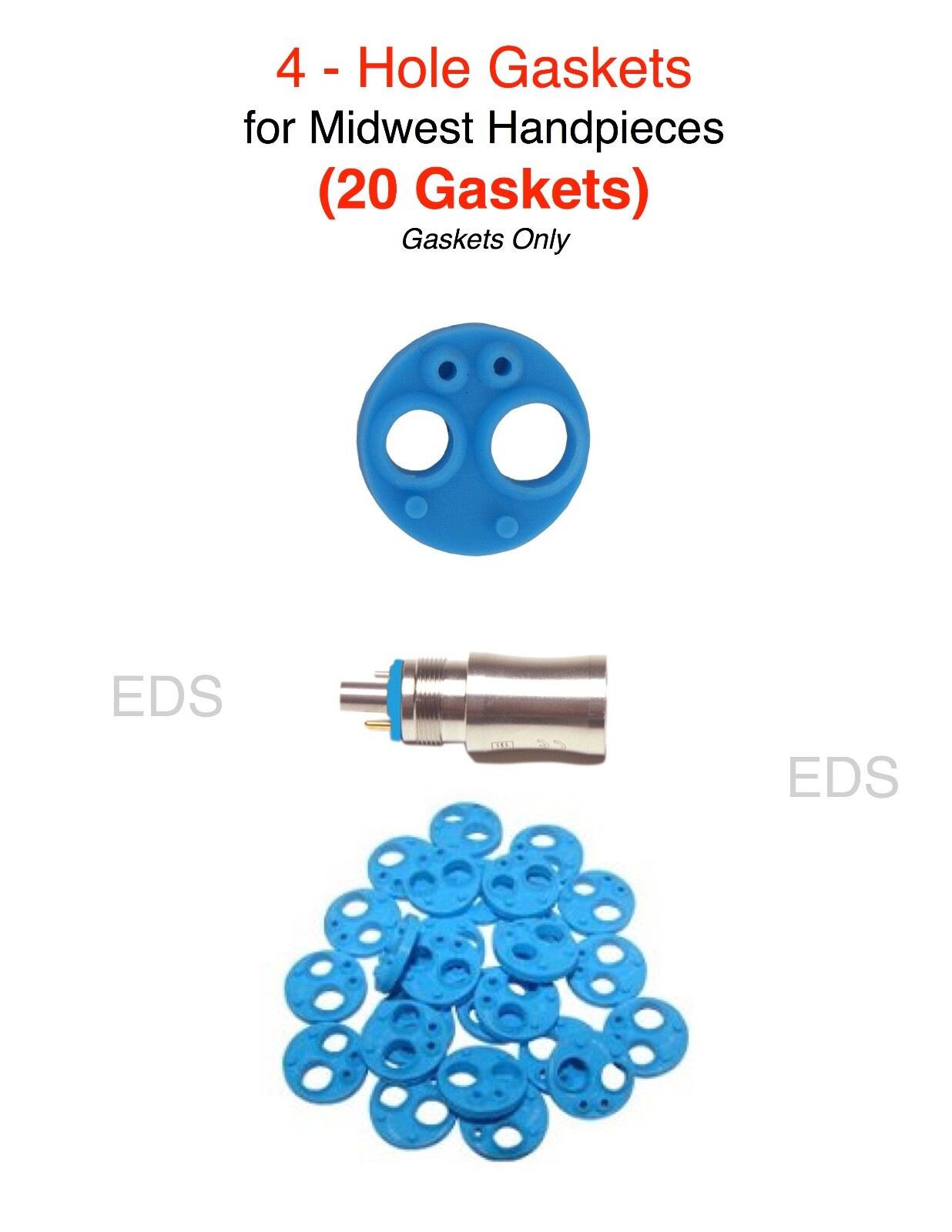 Midwest 4 Hole Handpiece Gasket (20 gaskets) - Autoclavable USA made