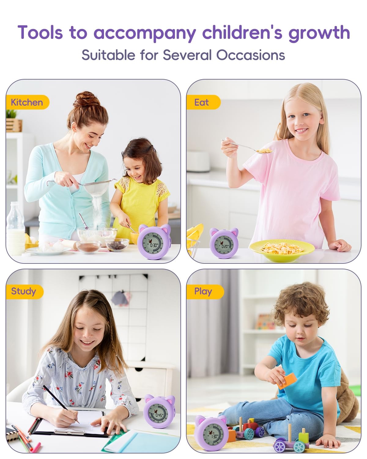 Visual Timer for Kids with Pause, Clock and Alarm Function, 299 min Cute Cat ...