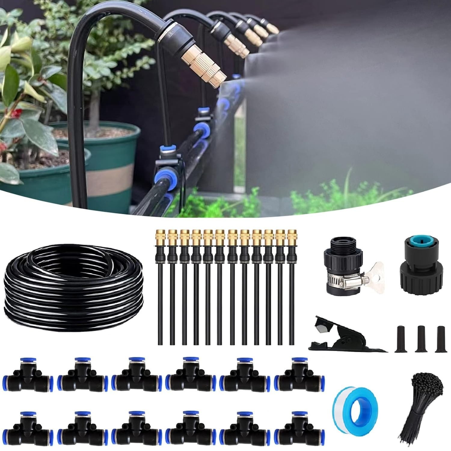 50FT Drip Irrigation Kit, Automatic Garden Watering System with Tool-Free Qui...
