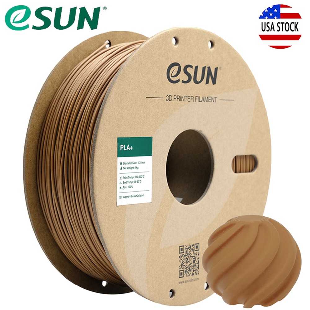 eSUN PLA+ 1.75mm 3D Printer Filament 1kg/ paper roll for 3D Printers Light Brown