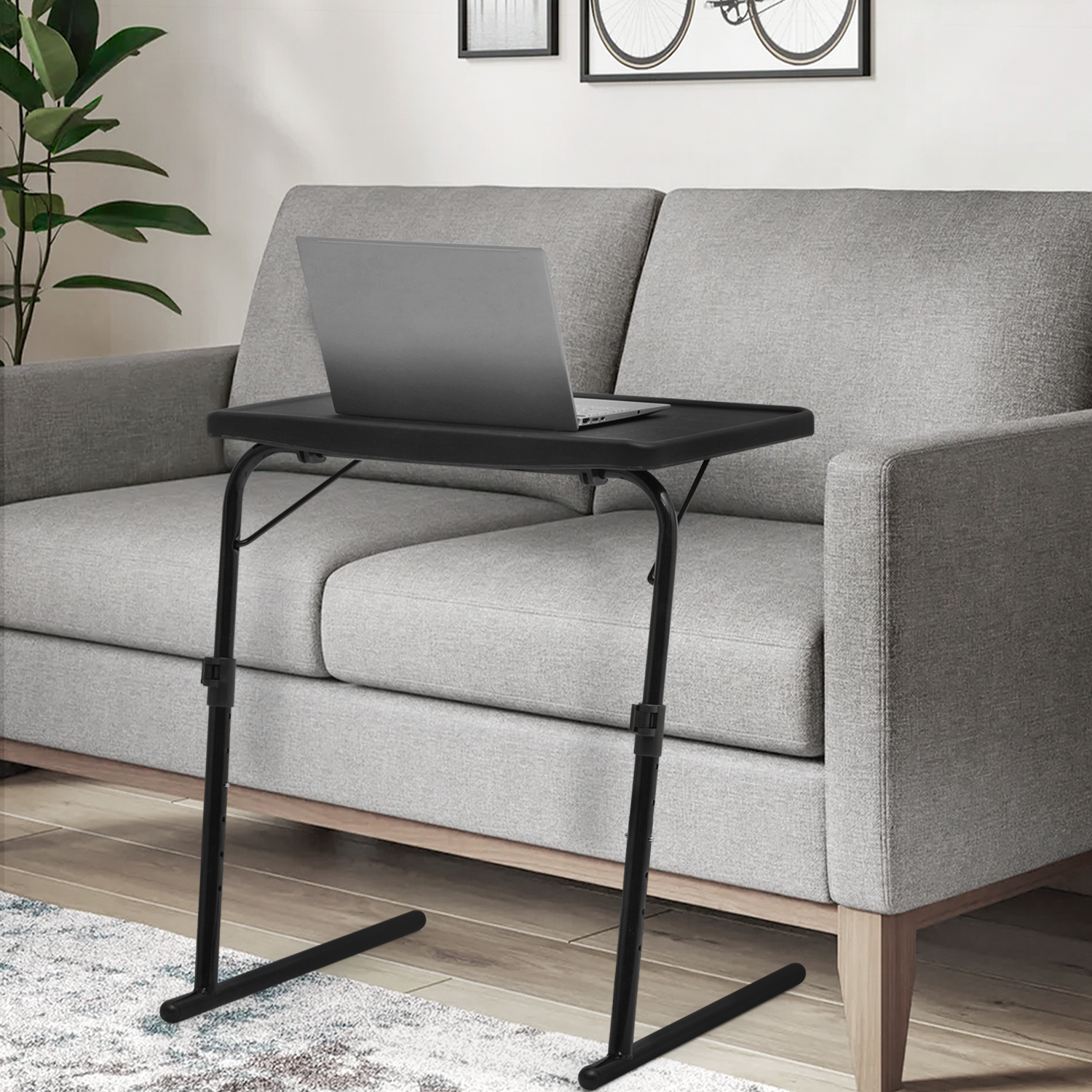 Black Folding Portable TV Tray Laptop Desk Adjustable Sofa Bed Side Dinner Table