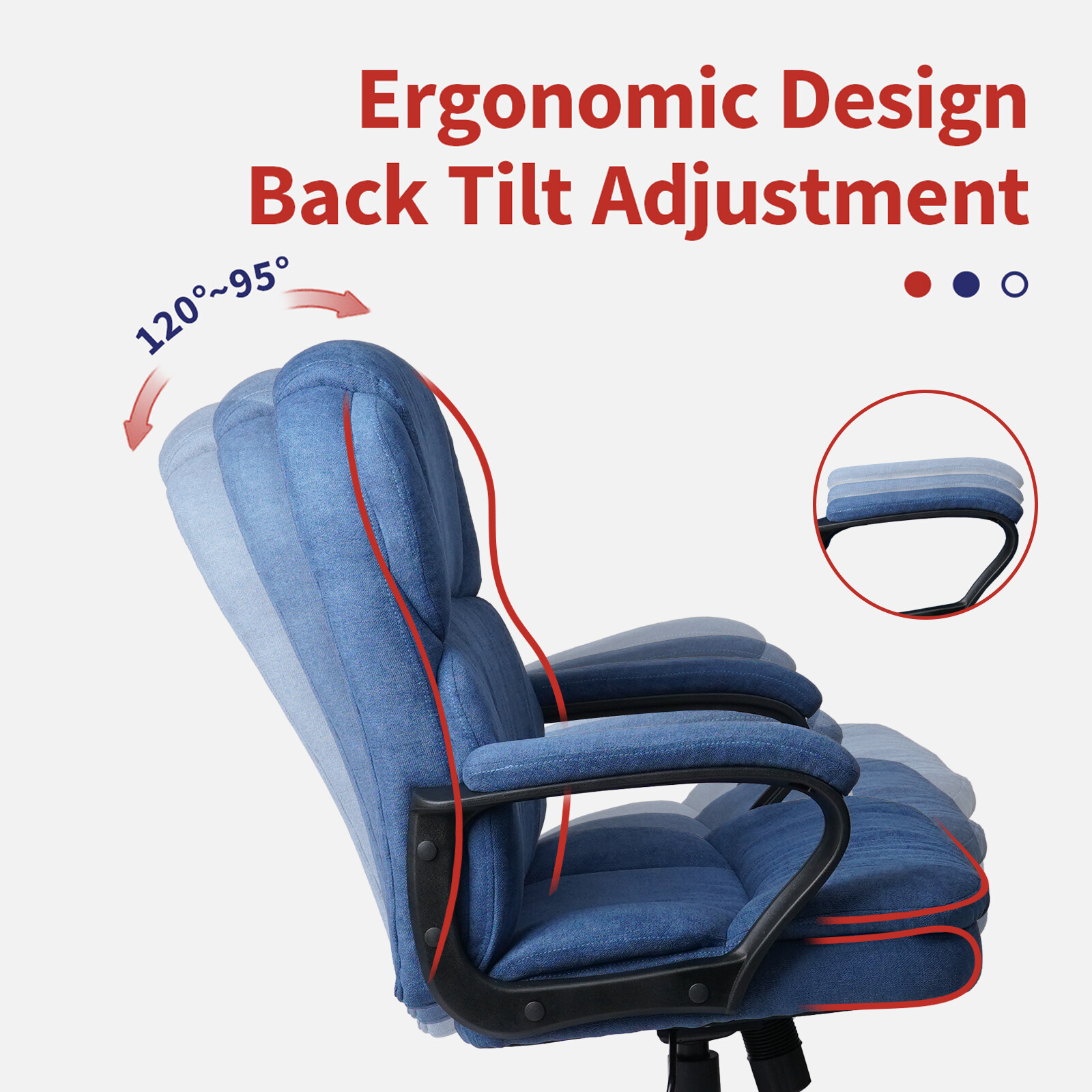 CLATINA Ergonomic Executive Upholstered Swivel Adjustable Height Office Chair