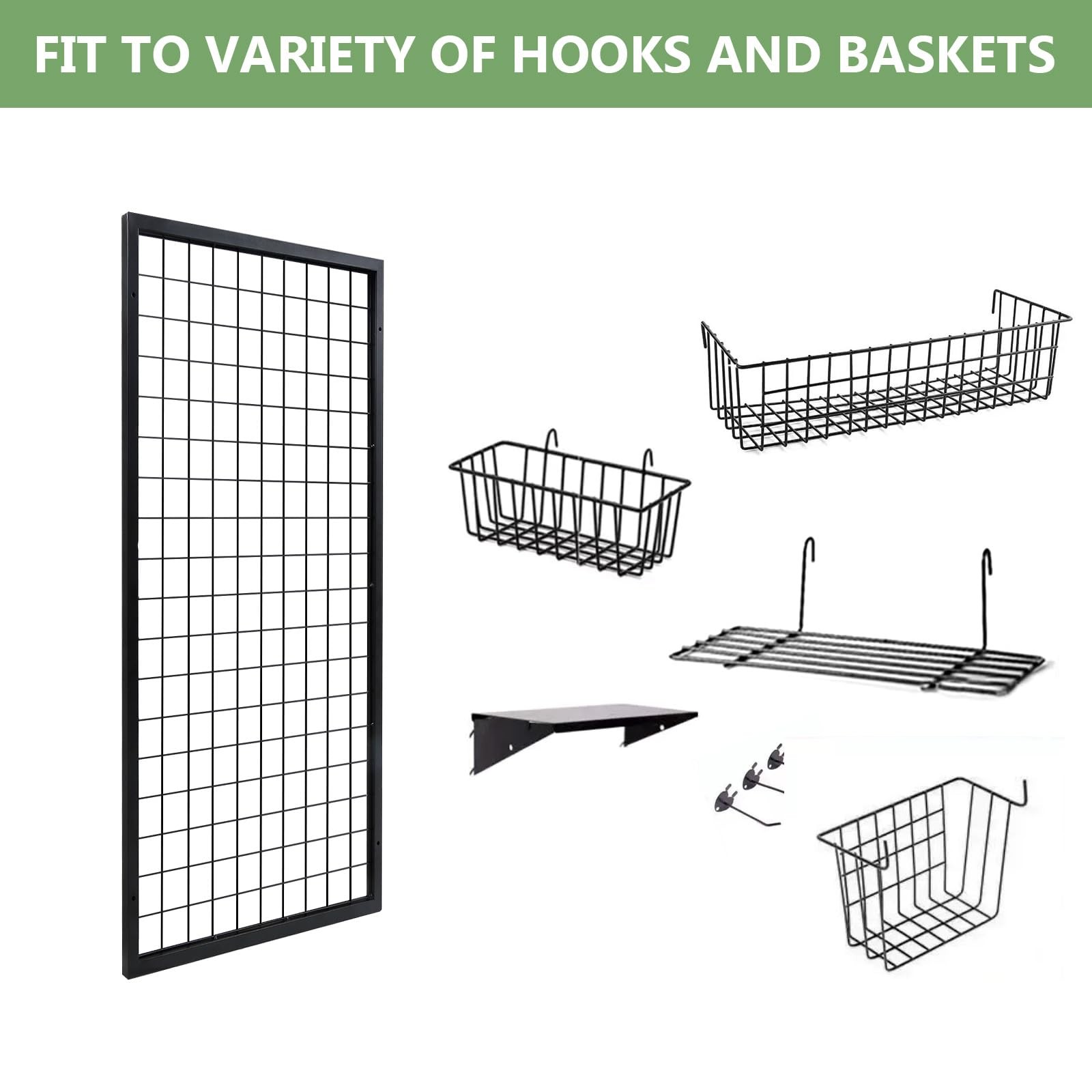 3 Packs Grid Wall Panels, Metal Black Wire Grid Panel, Gridwall Display Rack,...