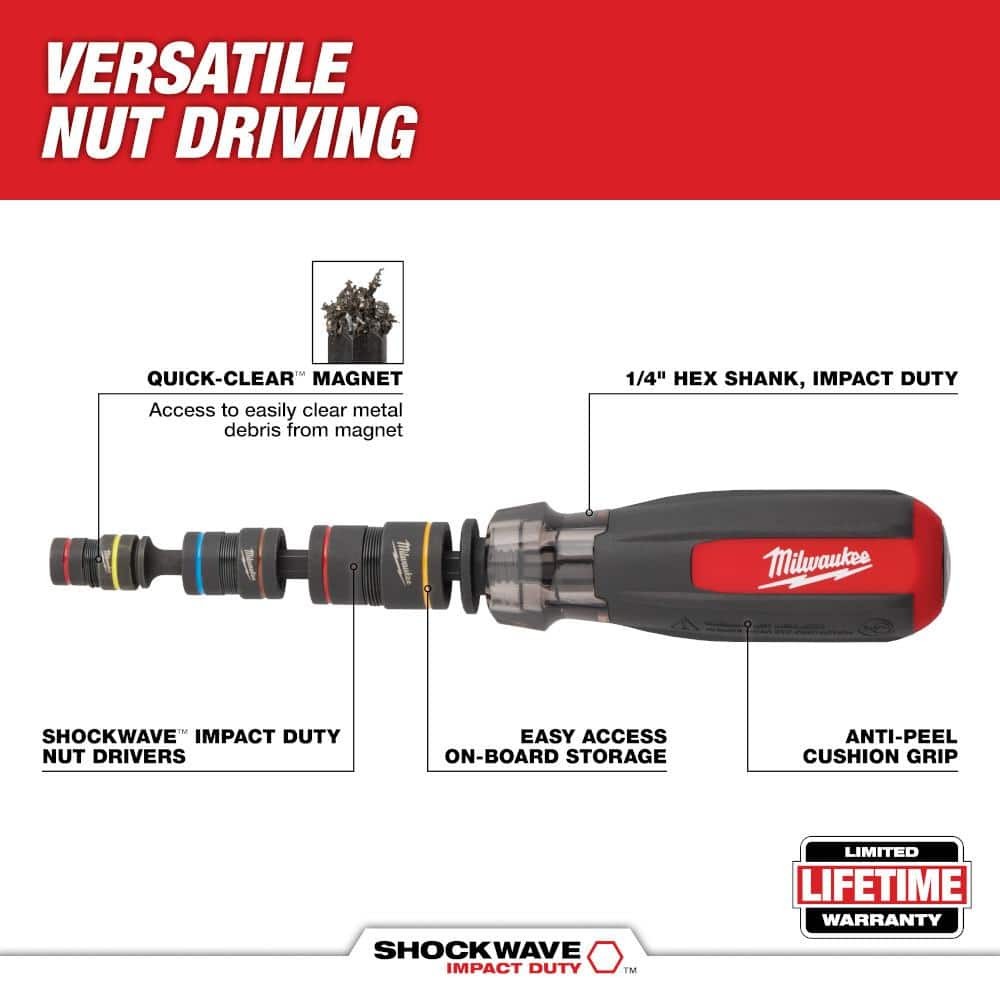 Milwaukee Multi-Nut Driver with SHOCKWAVE Impact Duty Magnetic Nut Drivers