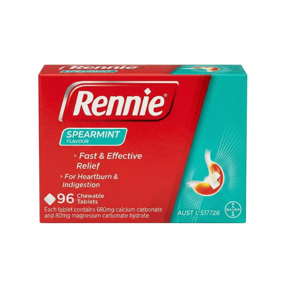 Rennie Spearmint 96 Chewable Tablets – Indigestion Relief