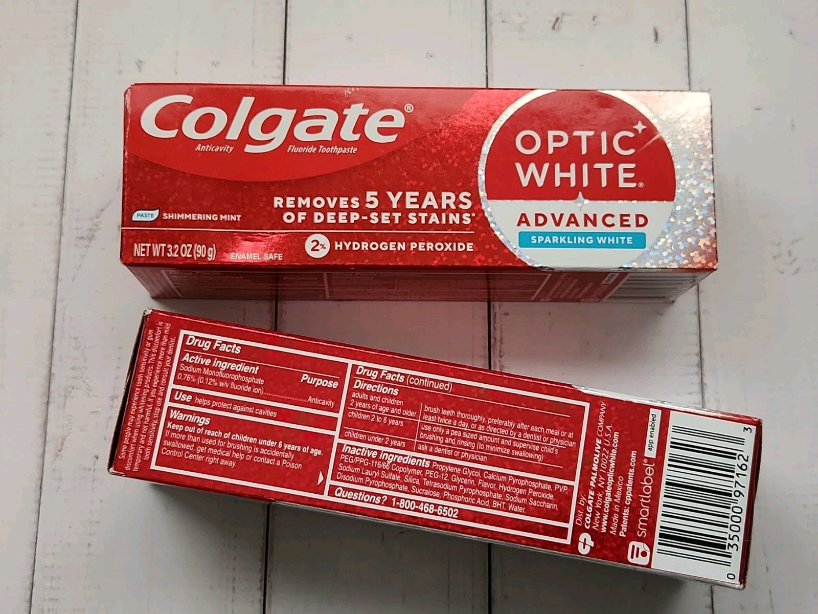 (Pack of 2) Colgate Optic White Advanced Toothpaste, Shimmering Mint, 3.2 fl oz