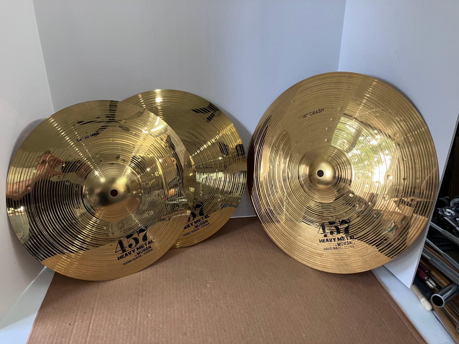 Wuhan 457 Heavy Metal Cymbal Set With 14" hihat Cymbals & A 16" Crash Cymbal