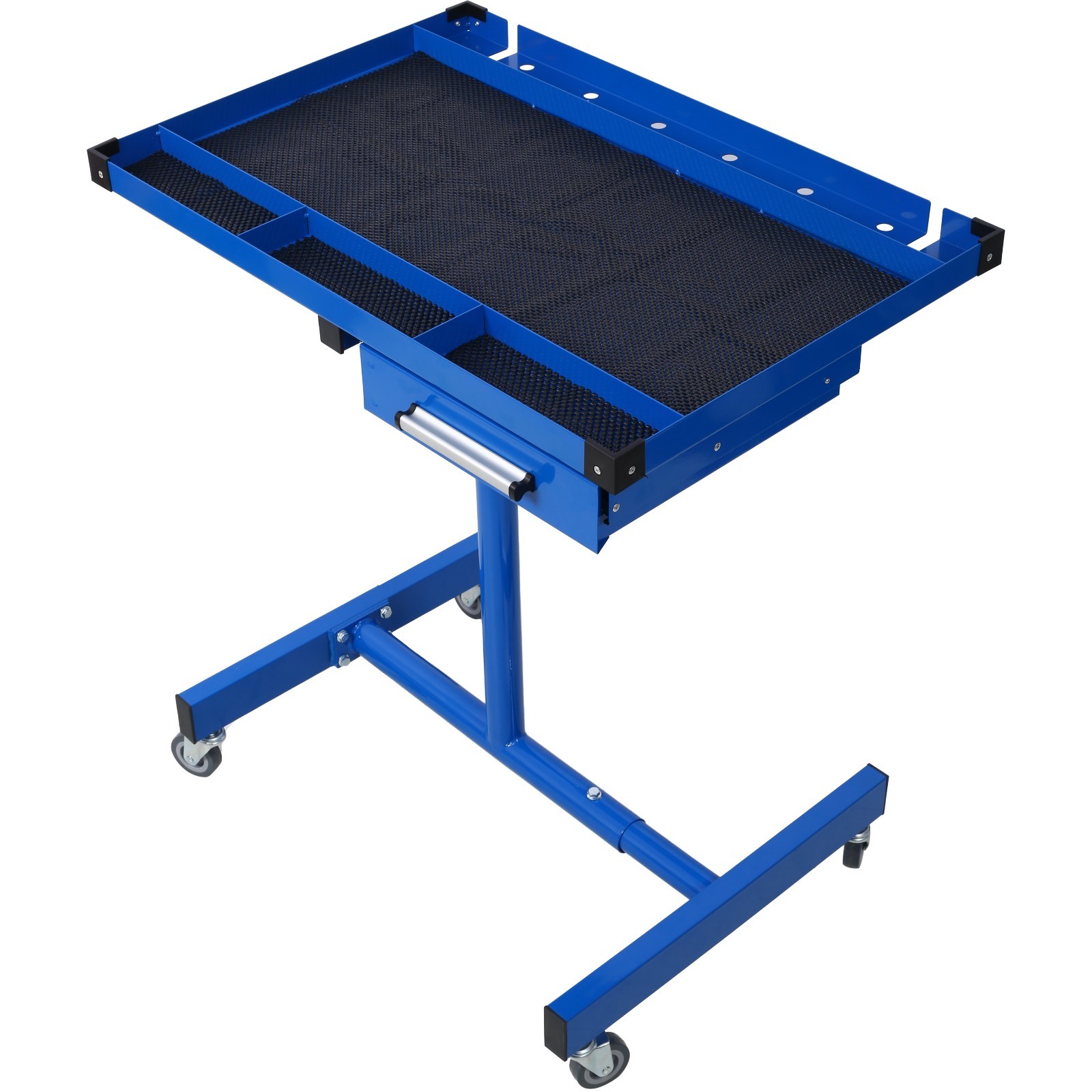 Portable Garage Repair Table 220lb Steel, Swivel Casters, Drawer Blue