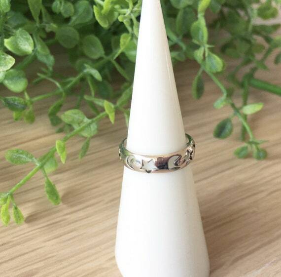 Moon Toe Ring 925 Sterling Silver Star and Moon Ring Adjustable Size