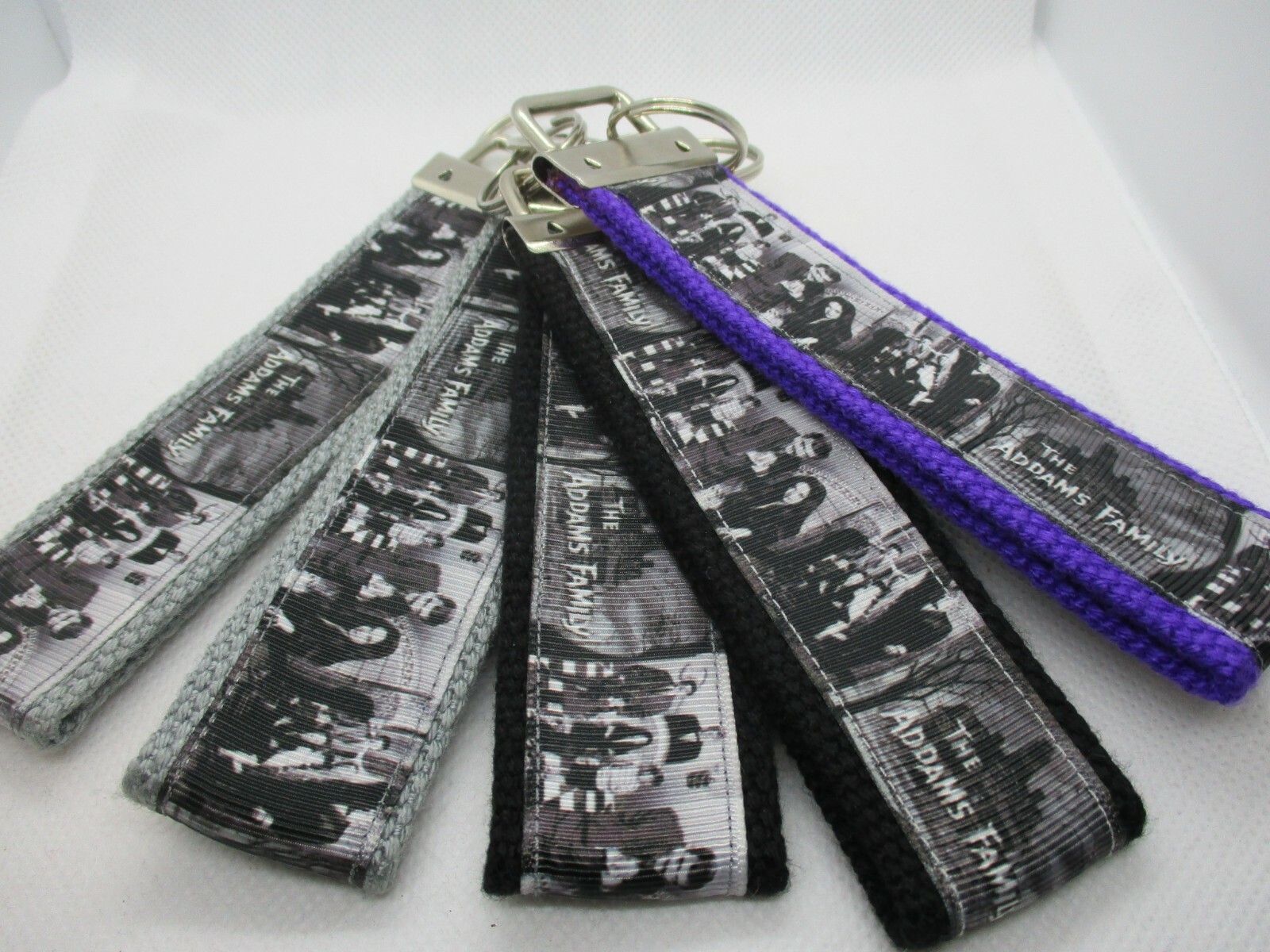 The Addams Family Ribbon on Strong Webbing Key Fob Keychain Wristlet (TV)