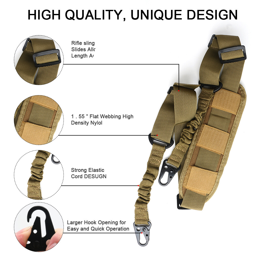 Tactical Quick Release Two-Point Rifle Gun Sling Adjustable with Shoulder Padded