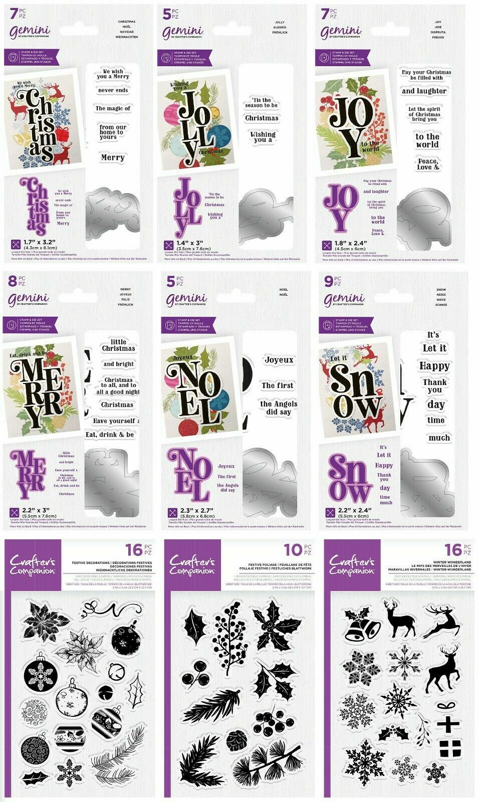Gemini Cascading Sentiment Dies & Stamps  Crafter's Companion YOU PICK New