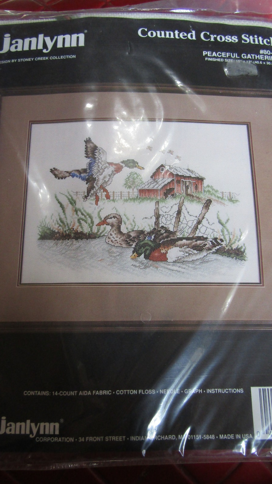 Vintage PEACEFUL GATHERING DUCKS/BIRDS ON POND Counted Cross Stitch KIT - 1990's