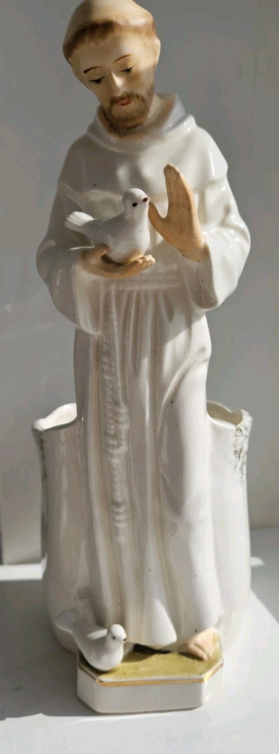 VINTAGE PORCELAIN ST. FRANCIS OF ASSISSI Planter 10”