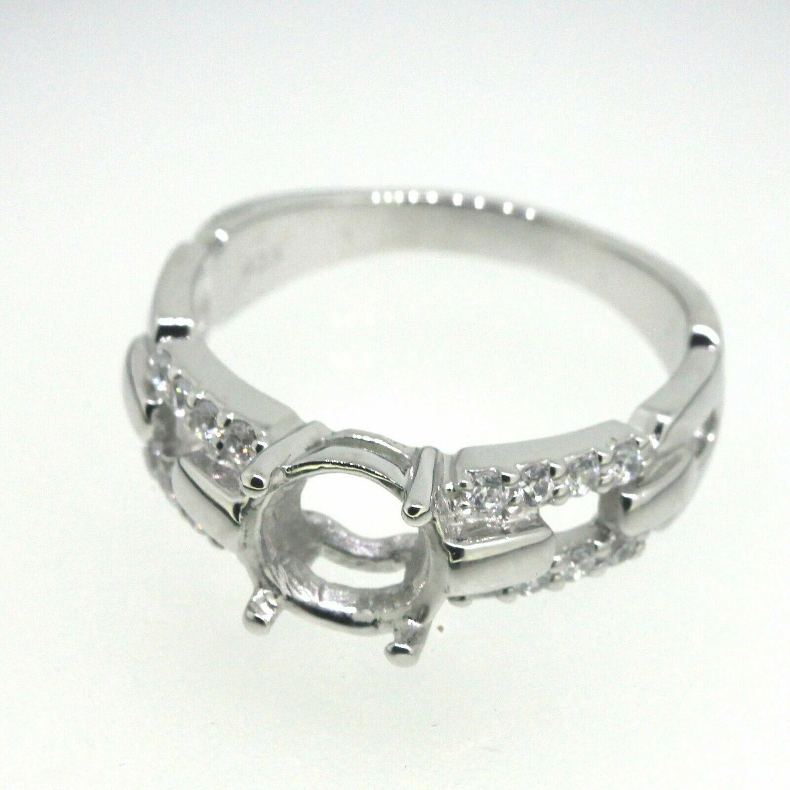 Sterling Silver Semi Mount Ring Setting Round RD 7x7mm Topaz Interlock Chain