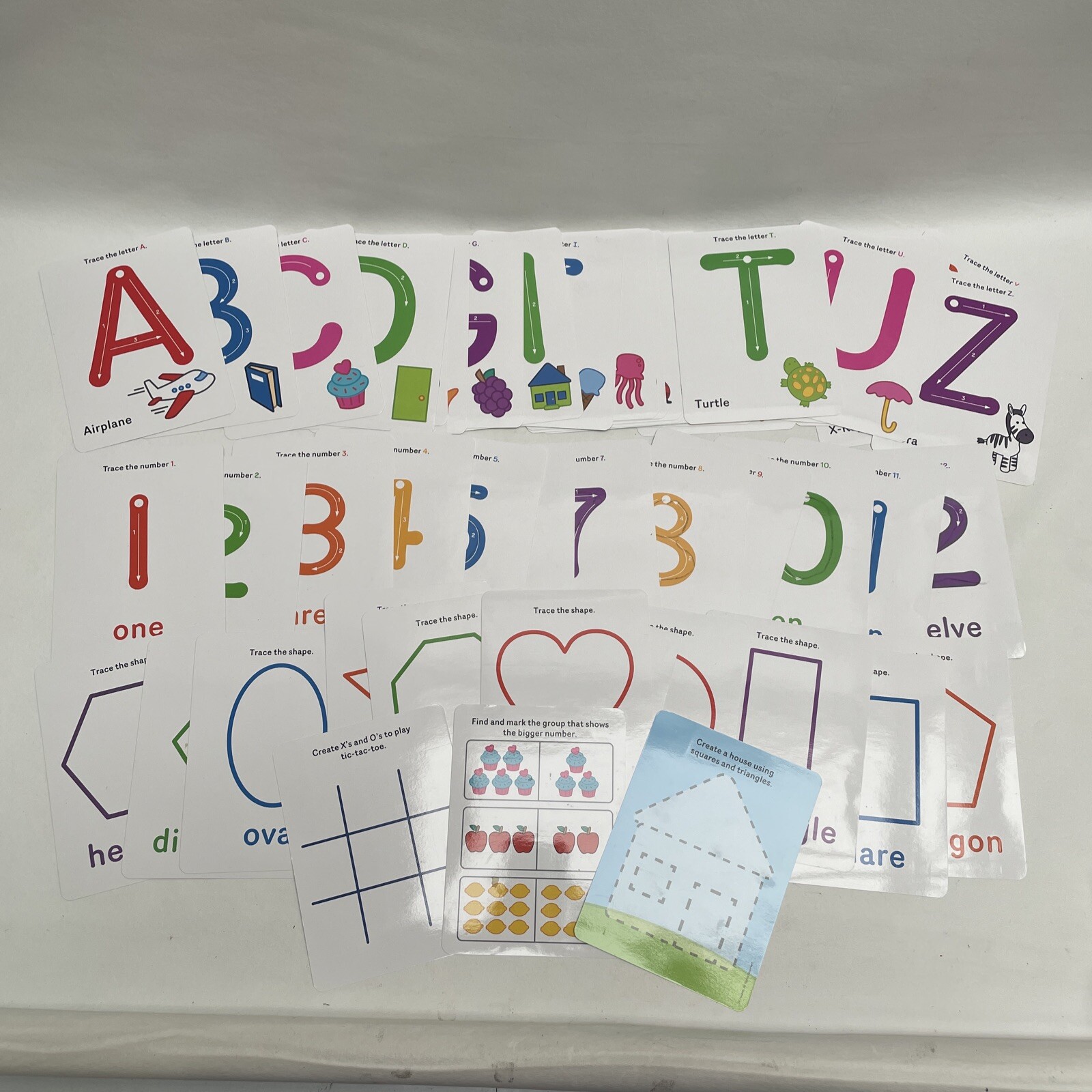 Educational Cards Learn To Trace Numbers Letters Geometry 52 Double Sided Cards