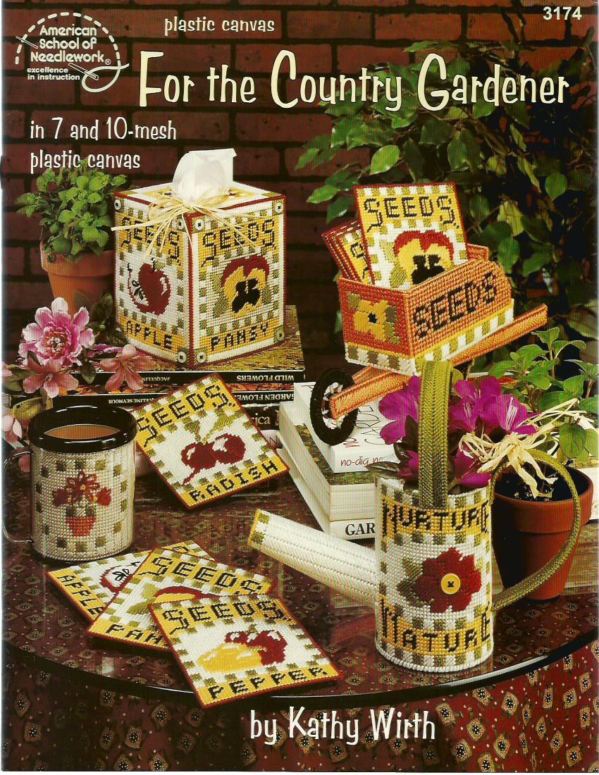 For The Country Gardener Kathy Wirth Plastic Canvas Patterns Coasters Tissue NEW