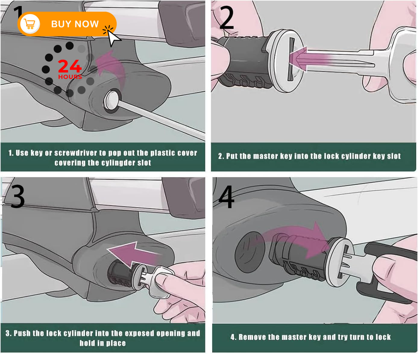 6 Pack Lock Cores Compatible with Thule One-Key System silvery