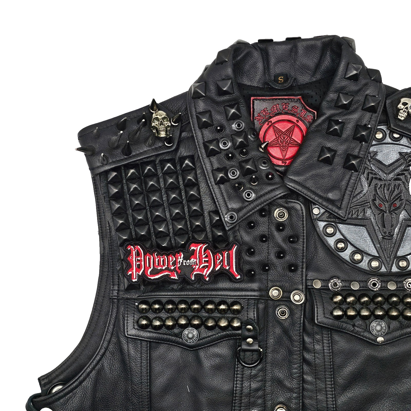 POWER FROM HELL RED AND WHITE (shaped border) EMBROIDERED PATCH