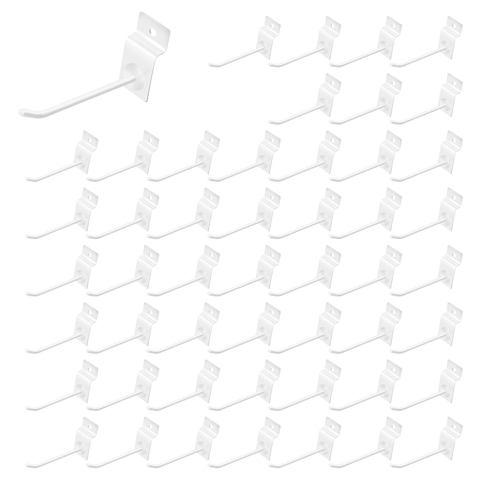 50 Pcs 4 Inch White Slatwall Panel Hooks, Slat Wall, Pegboard, Hanger, Bulk