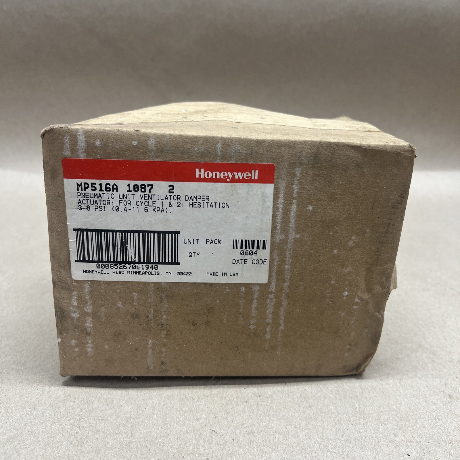 HONEYWELL MP516A 1087 2 PNEMATIV UNIT VENTILATOR DAMPER ACTUATOR FOR CYCLE 1 & 2