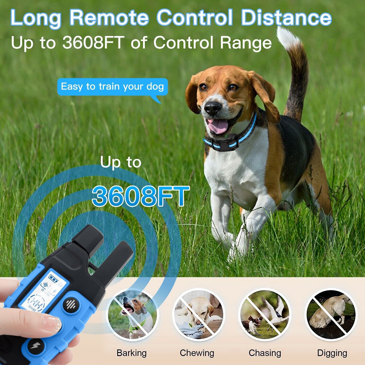Smart Pet 1100 Yard Remote Dog Training Shock Collar for Small Medium Large Dogs