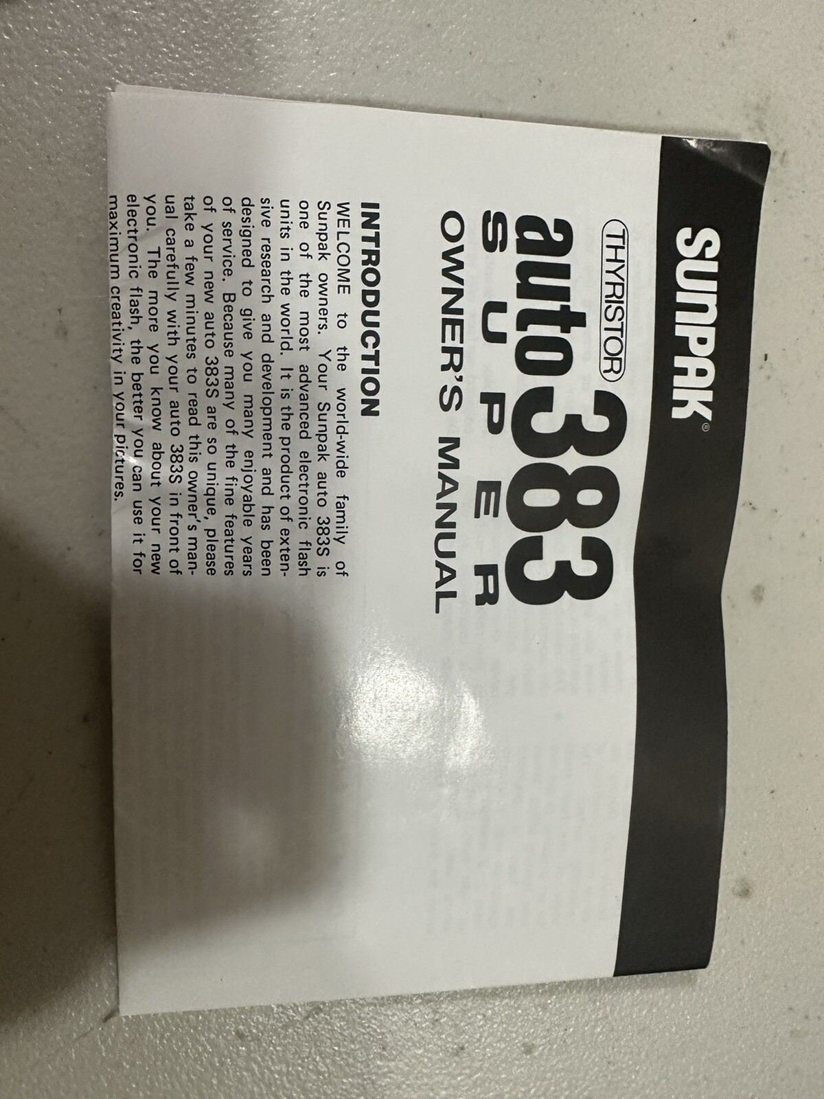 Sunpak Auto 383 Super Flash - With Instructions- Sold As Is
