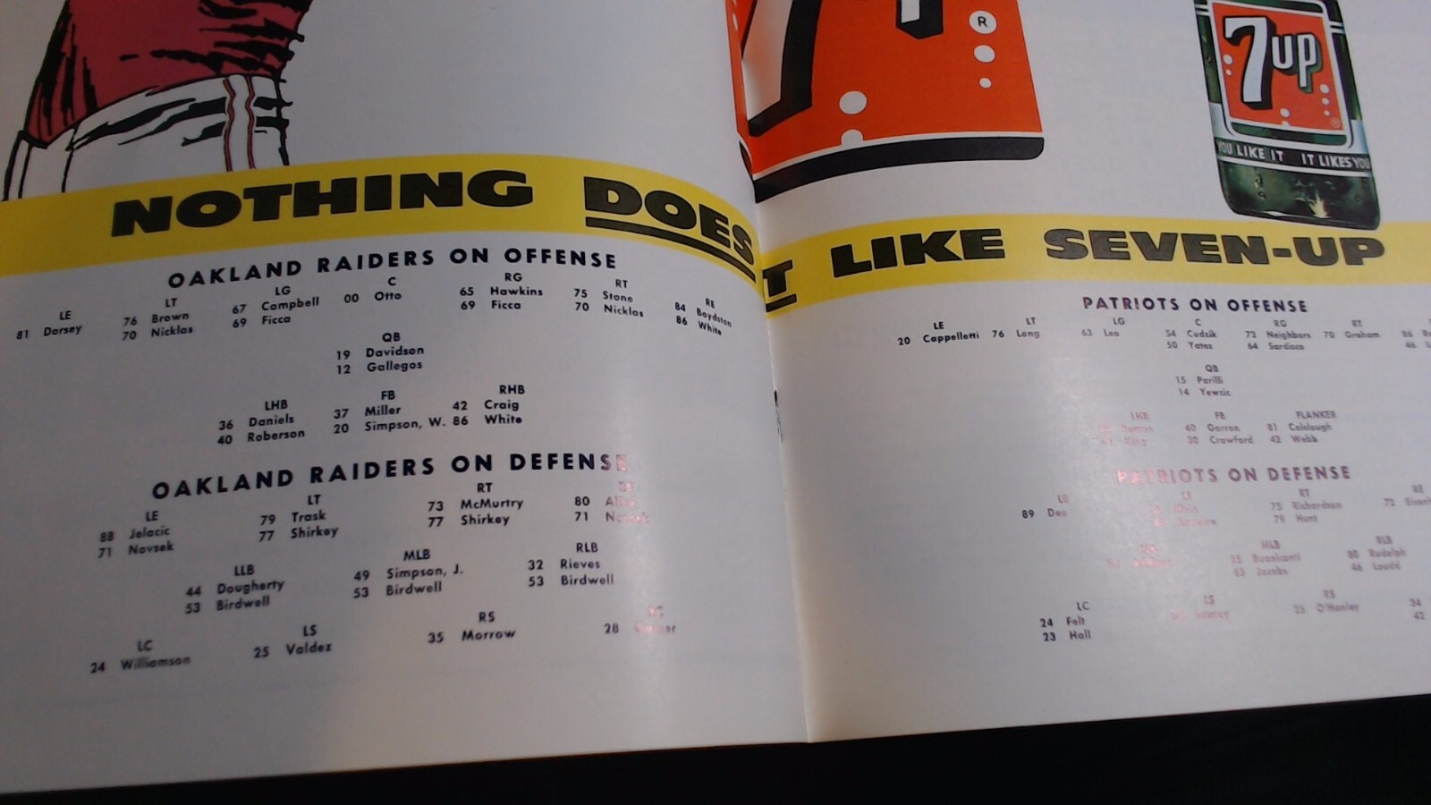 OCT 26 1962 Boston Patriots & RAIDERS Program SHARP CLEAN SHARP