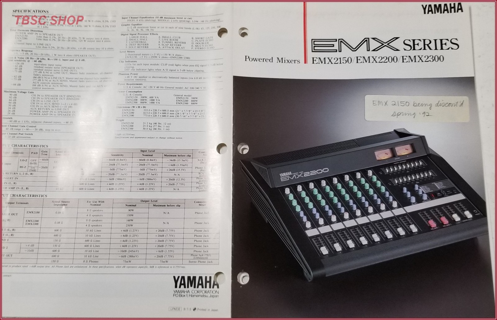 Yamaha EMX2150 EMX2200 EMX2300 Professional Powered Mixers Sales Brochure