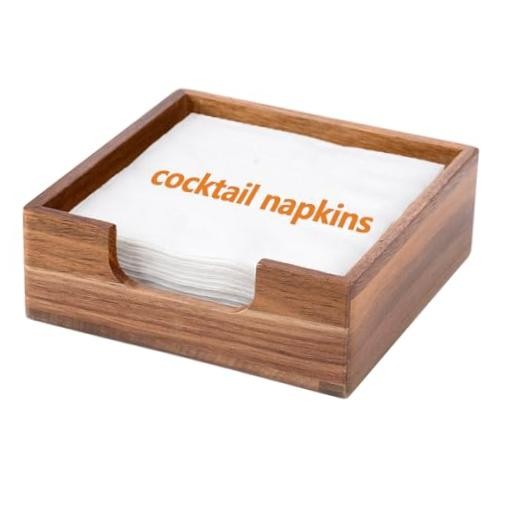 Acacia Cocktail Napkin Holder for Table, Wooden Napkin Holder, coktail 5*5inch