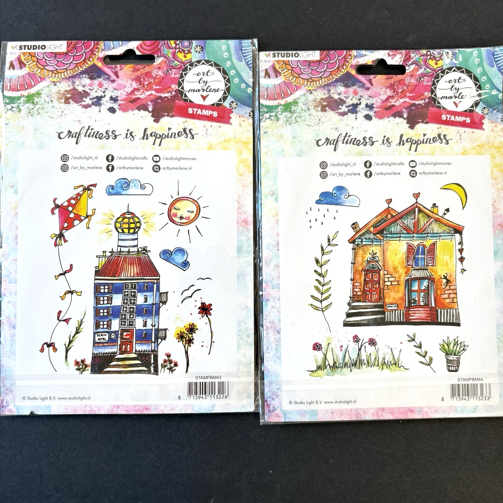 Studio Light Set LOT of 2 Sets House Beach Hotel Mixed Media Clear Stamps New