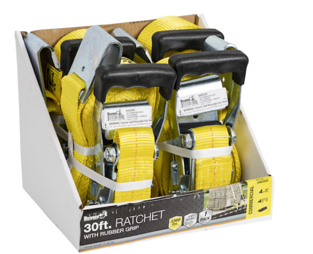 30 FOOT COMMERCIAL GRADE RATCHET STRAP, FULL CASE( 4 PER CASE) - FLAT HOOKS