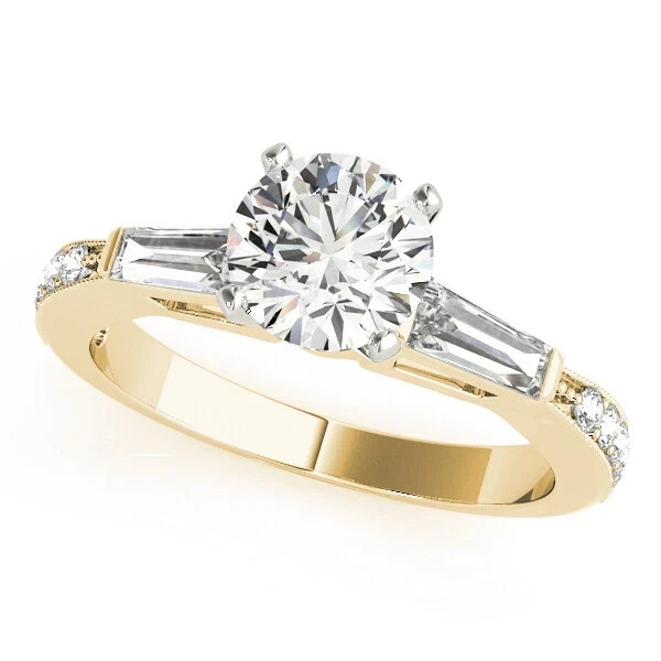Round Cut 1.65 Ct VVS1 Diamond Lab-Created Engagement Ring 14K Yellow Gold FN