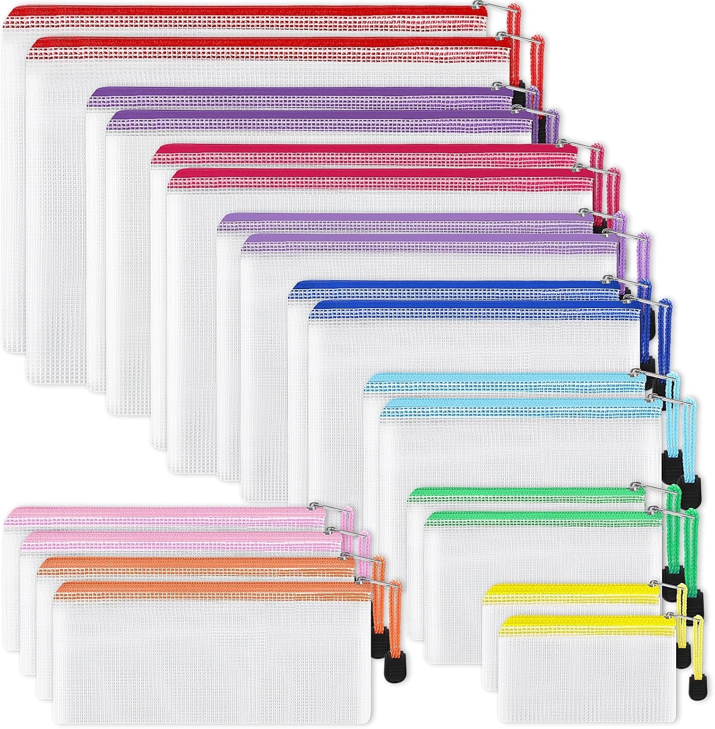 20pcs Mesh Zipper Pouch, Waterproof Zipper Bags, 8 Sizes Plastic Travel Pouch...