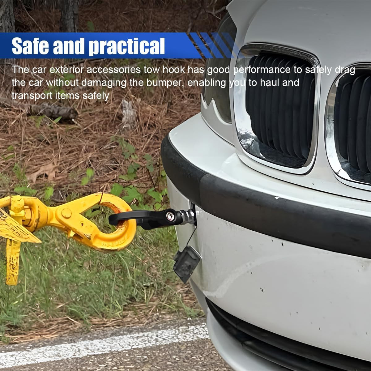 Car Front Bumper Tow Hook, Trailer Grappling Hook with Screw-In Design, Waterpro