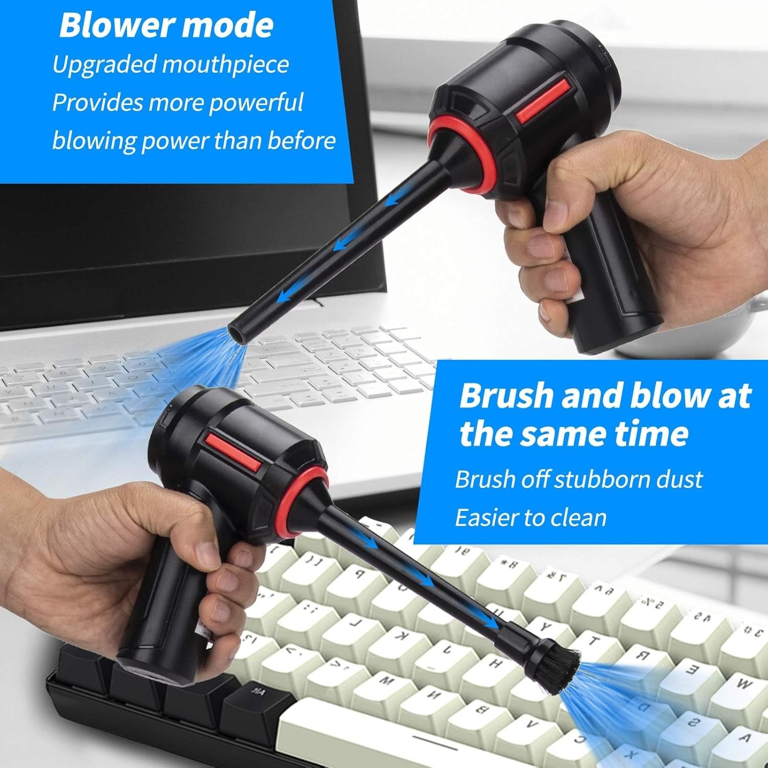 Air Duster - Computer Vacuum Cleaner - for Keyboard Cleaning- Cordless Black