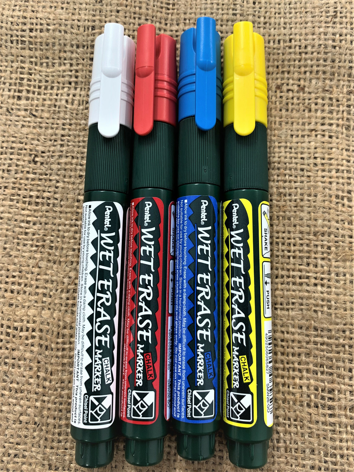 Pentel Wet Erase Liquid Chalk Malker - Red White Blue Yellow Semi Permanent Pen