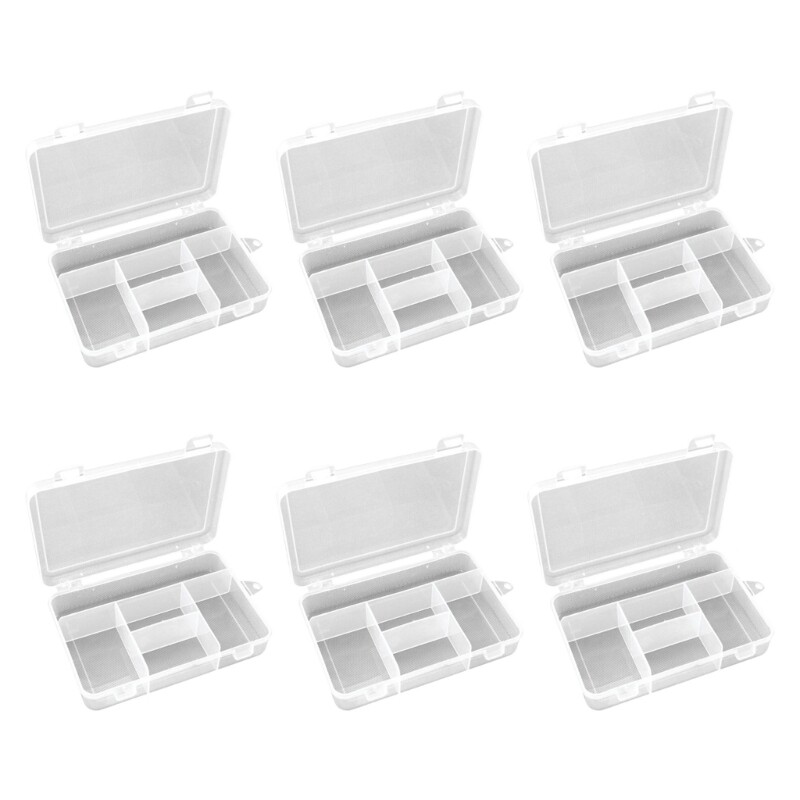 Clear 5 Compartment Boxes For Organizing Small Items And Tool In Homes Or Office